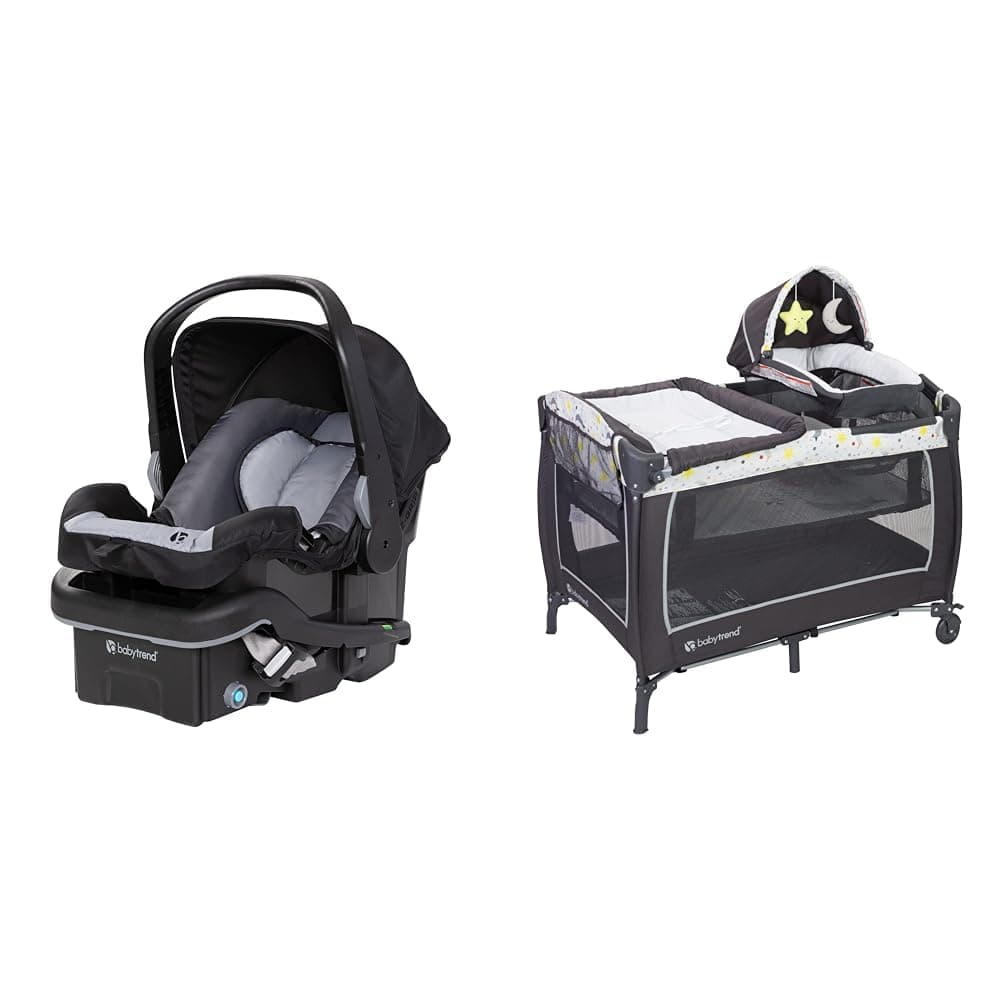 Baby Trend EZ-Lift™ 35 Plus Infant Car Seat, Dash Black & Lil' Snooze Deluxe II Nursery Center, Twinkle Twinkle Little Moon