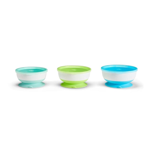 Munchkin Stay Put Suction Bowls for Baby and Toddler, 3 Pack, Blue/Green/Purple preview 9