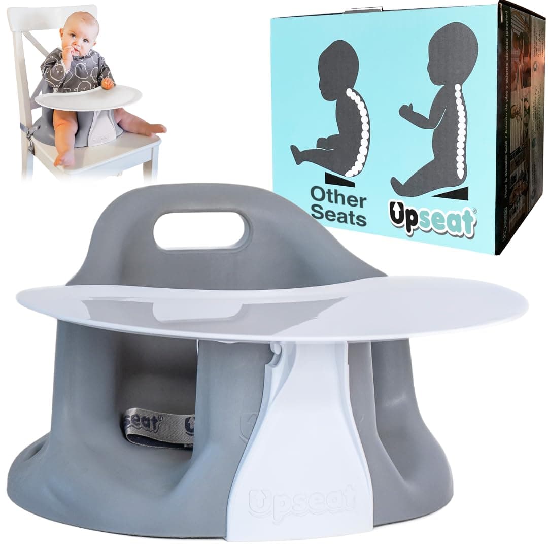 Upseat – The Original Ergonomic Baby Floor & Booster Seat with Tray, Developed with Physical Therapists for Upright Posture & Healthy Hip Development, 4–24 Months, Dishwasher-Safe Extra-Large Tray