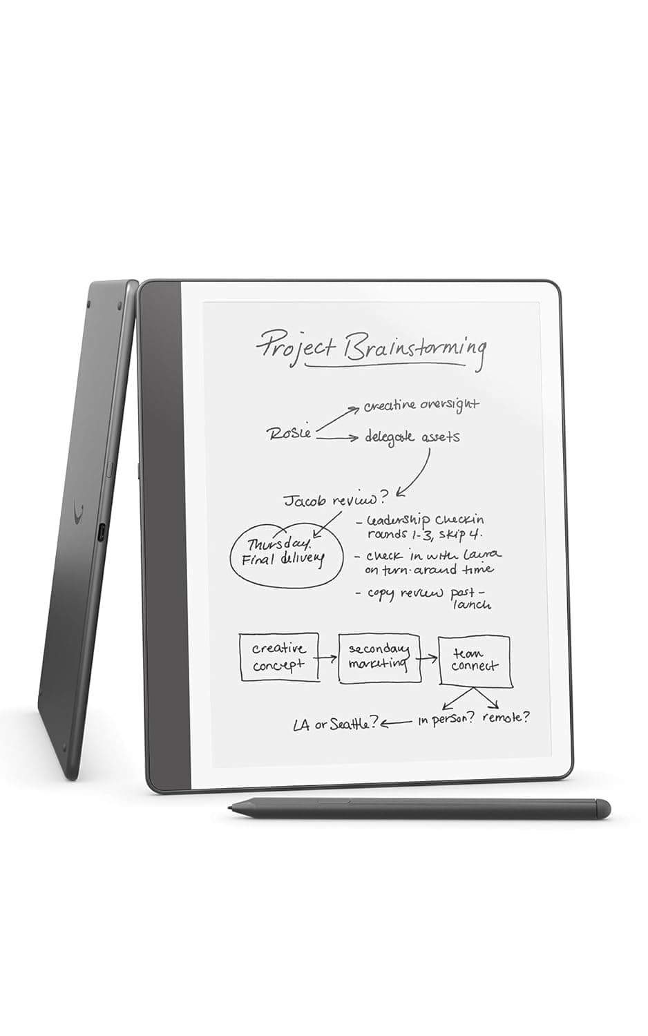 Amazon Kindle Scribe (64GB) - Your notes, documents and books, all in one place. With built-in AI notebook summarization. Includes Premium Pen - Tungsten
