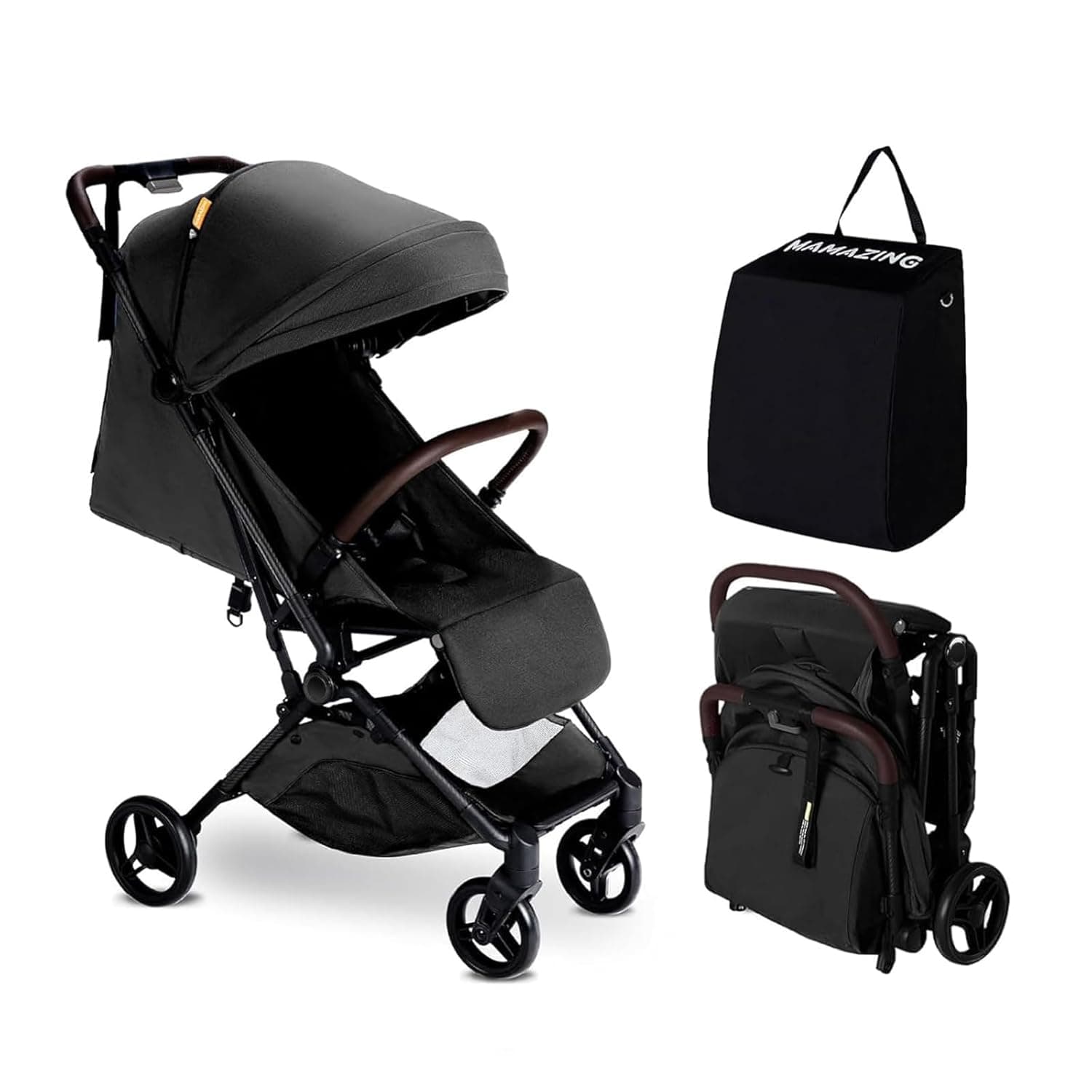 MAMAZING Ultra Air Lightweight Baby Travel Stroller with Carbon Fiber Frame, Compact & Airplane-Friendly, One-Handed Fold, 11.6 lbs, Perfect for Toddlers, Jet