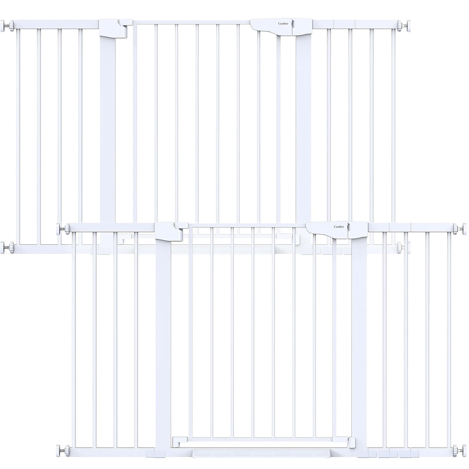 Cumbor 3 Pack Baby & Dog Safety Gates Bundle, 29.7-46" & 2 Pack 30-54" Extra Wide Auto Close Dual Lock Pet Gate for Stairs Doorways Hallways, Easy Install Pressure Mount, White & Black