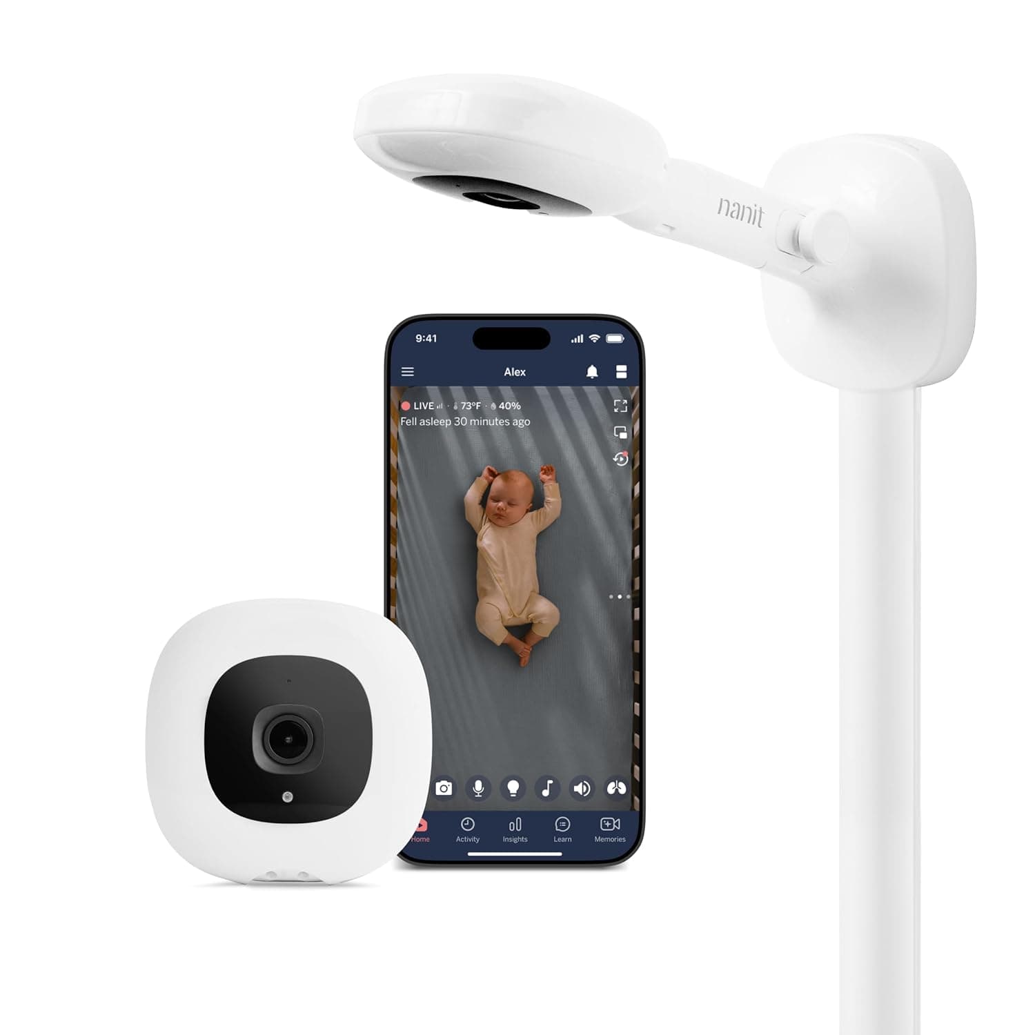Nanit Pro Smart Baby Monitor - 1080p Wi-Fi Video Camera, 2-Way Audio, See Your Baby from Anywhere, Sound/Motion/Cry Notifications, Night Vision