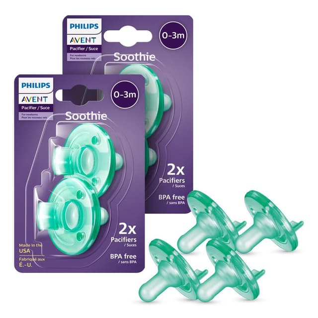 Philips Avent Soothie 0-3 Months Orthodontic Baby Pacifiers, 100% Silicone Pacifiers, One Piece, BPA-Free, Green, 4 Pack, Model SCF190/41 preview 11