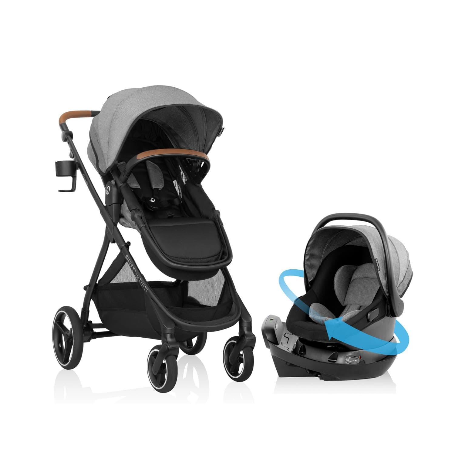Evenflo Shyft Intuiti Travel System with Revolve180 LiteMax™ NXT Rotating Rear-Facing Lightweight Preemie and Infant Car Seat 3-30 lbs. (Fossil Gray)