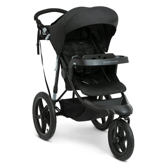 Delta Children Apollo Jogging Stroller - Shock Absorbing Frame with Large Canopy & Recline - Car Seat Compatible, Black preview 1