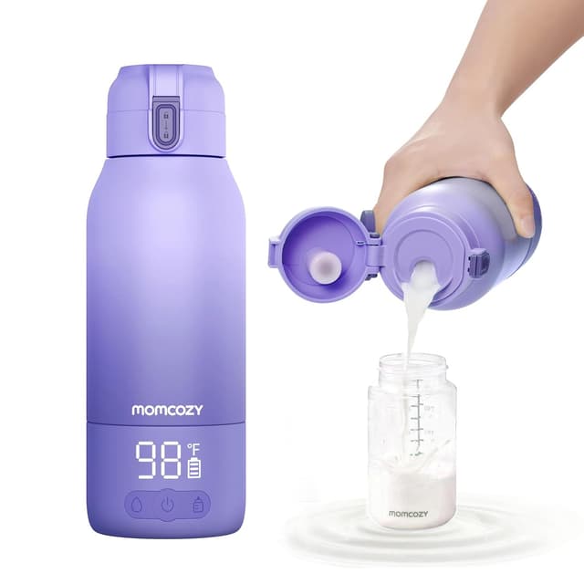 Momcozy Portable Bottle Warmer for Travel – Dual Heating Modes for Breast Milk & Water, Portable Milk Warmer with Fast Heating & Long Battery Life, 17 Ounces Large Capacity, Purple preview 1
