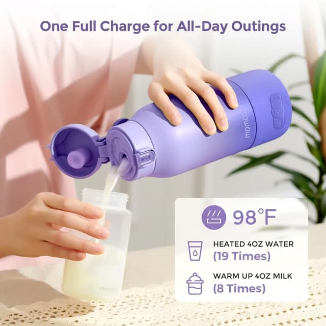Momcozy Portable Bottle Warmer for Travel – Dual Heating Modes for Breast Milk & Water, Portable Milk Warmer with Fast Heating & Long Battery Life, 17 Ounces Large Capacity, Purple preview 6