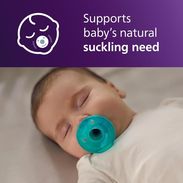 Philips Avent Soothie 0-3 Months Orthodontic Baby Pacifiers, 100% Silicone Pacifiers, One Piece, BPA-Free, Green, 4 Pack, Model SCF190/41 preview 2
