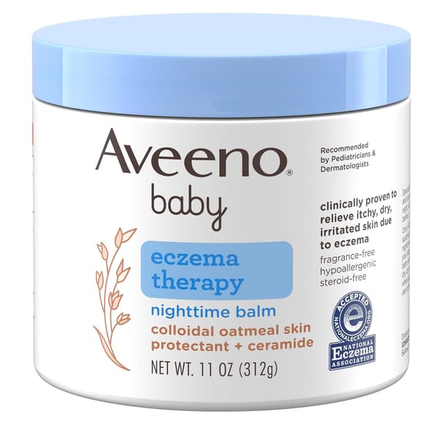 Aveeno Baby Eczema Therapy Nighttime Moisturizing Body Balm, Nourishing Skin Protectant Soothes & Relieves Dry, Itchy Skin from Eczema, Hypoallergenic, Fragrance- & Steroid-Free, 11 oz preview 11
