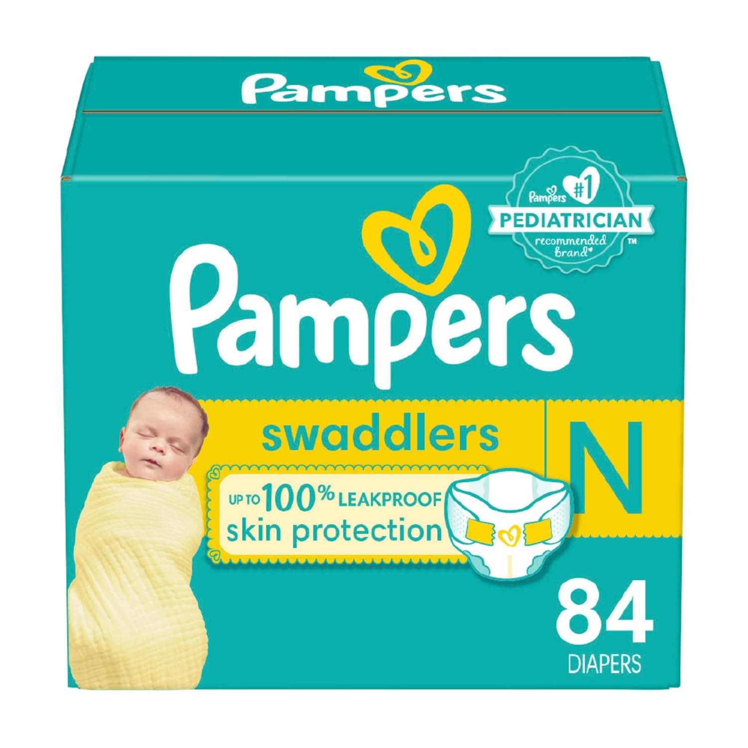 Pampers Baby Diapers - Swaddlers - Size 0, 84 Count, Ultra Absorbent Disposable Newborn Diaper