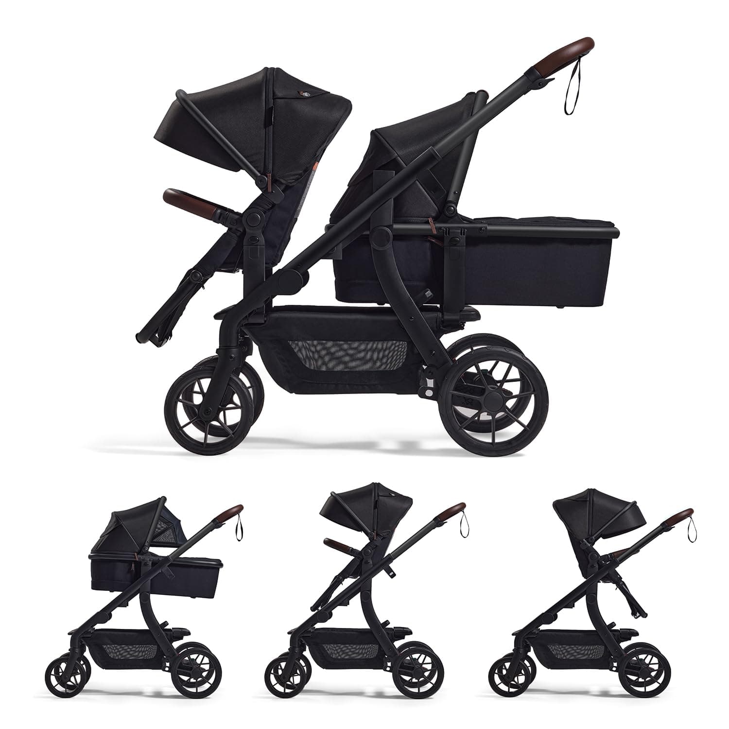 Momcozy ChangeGo Baby Stroller, Convertible Single-to-Double-to-Wagon Stroller with 23 Configurations, Carry-cot and Seat Included, Large PU Wheels, All-Wheel Suspension ＆ Extendable UPF50+ Canopy