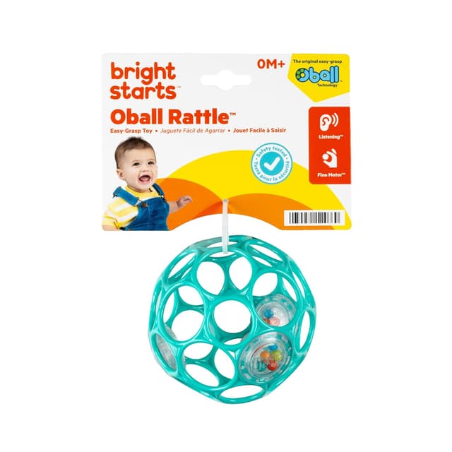 Bright Starts Oball Easy-Grasp Rattle BPA-Free Infant Toy in Teal, Age Newborn and up, 4 Inches preview 9