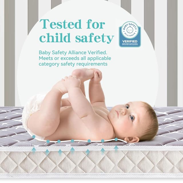 Premium Hypoallergenic Baby Crib Mattress and Toddler Mattress - 52" x 27.6" x 5" - Breathable - Firm Soft - Fits Standard Cribs and Toddler Beds preview 5