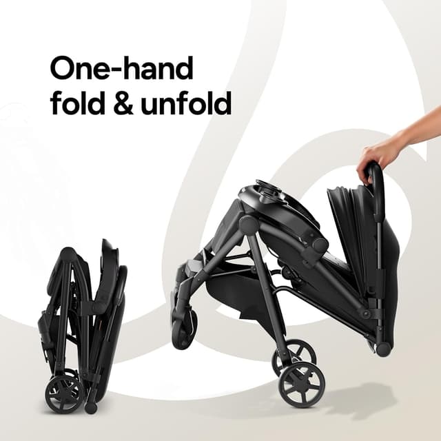 Mompush Lithe V2 Lightweight Travel Stroller, Compact Foldable Baby Stroller with Travel Bag, One-Hand Fold Stroller, Snack Tray, Mechanical Recline Seat, Airplane-Ready, UPF 50+ Canopy & Rain Cover preview 4