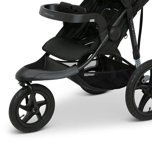 Delta Children Apollo Jogging Stroller - Shock Absorbing Frame with Large Canopy & Recline - Car Seat Compatible, Black preview 10
