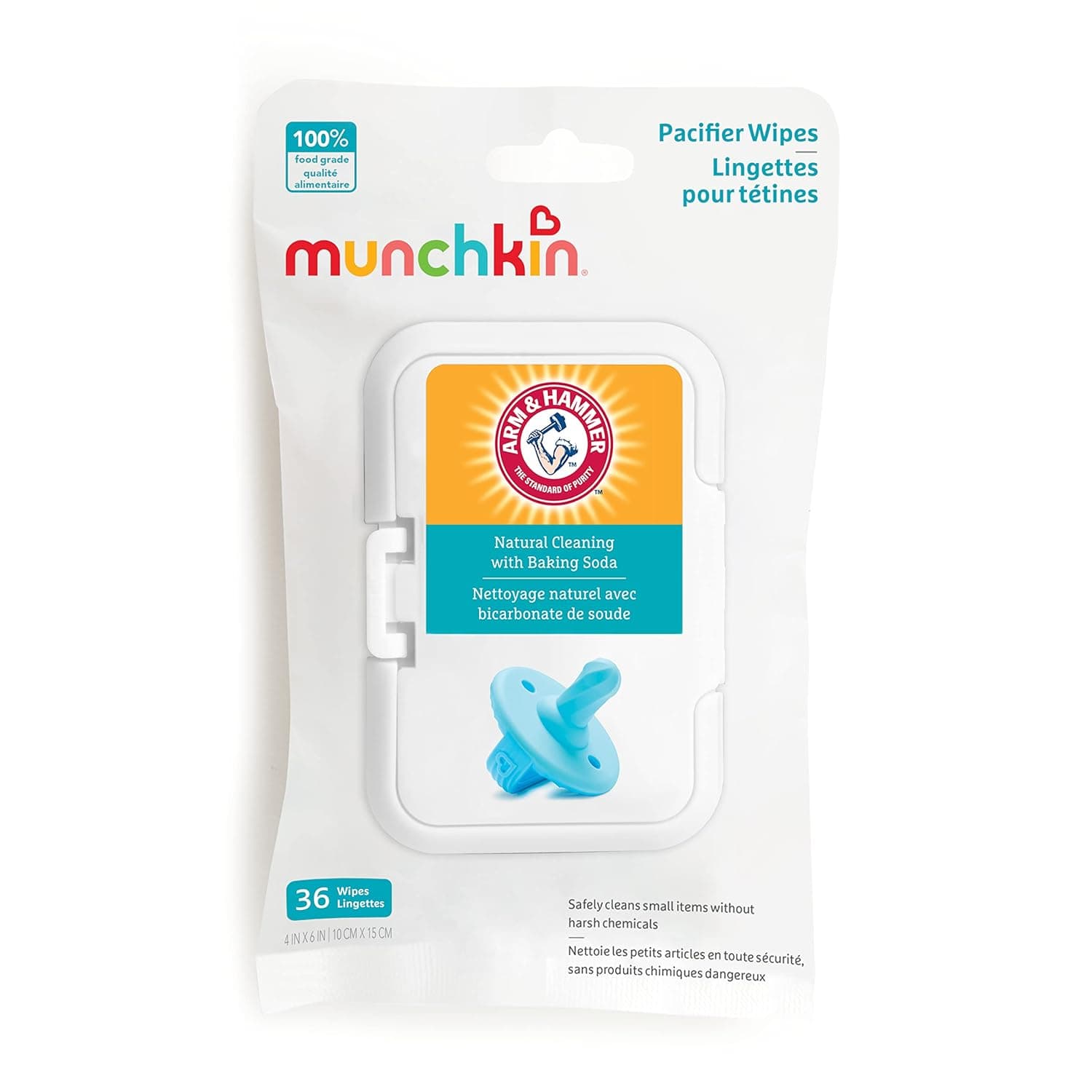 Munchkin® Arm &amp; Hammer Pacifier Wipes - Safely Cleans Baby and Toddler Essentials, 1 Pack, 36 Wipes