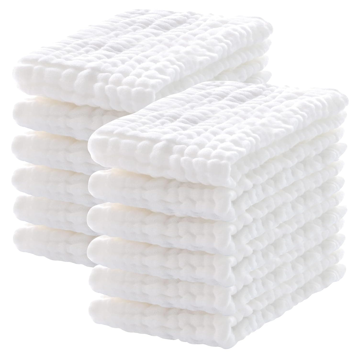 12 Pack Muslin Burp Cloths 100% Cotton Muslin Cloths Large 20''x10'' Extra Soft and Absorbent Baby Burping Cloth - White