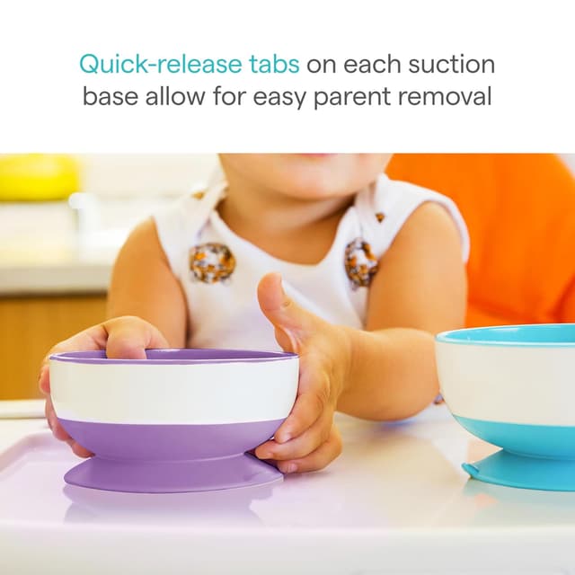 Munchkin Stay Put Suction Bowls for Baby and Toddler, 3 Pack, Blue/Green/Purple preview 3