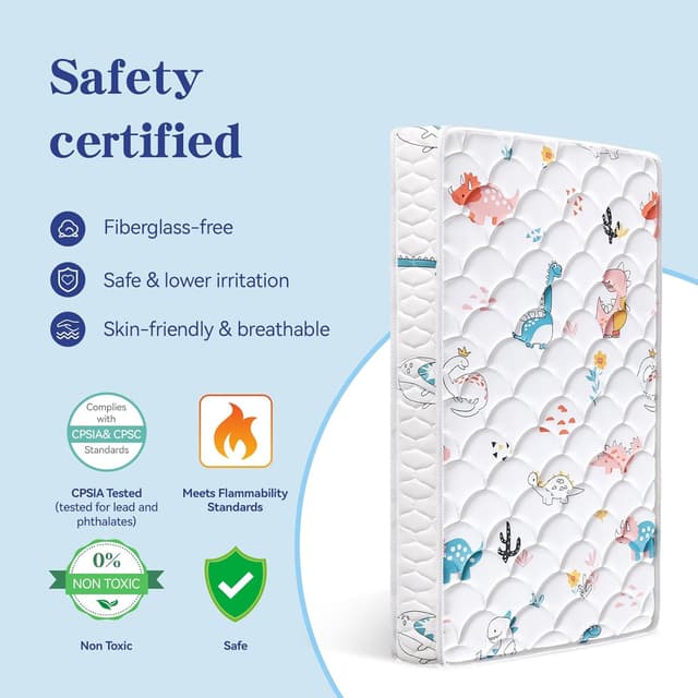 Premium 5" Crib Mattress and Toddler Mattress, Dual-Sided and Firm, Hypoallergenic Crib Mattress, Fits Standard Crib and Toddler Bed preview 6