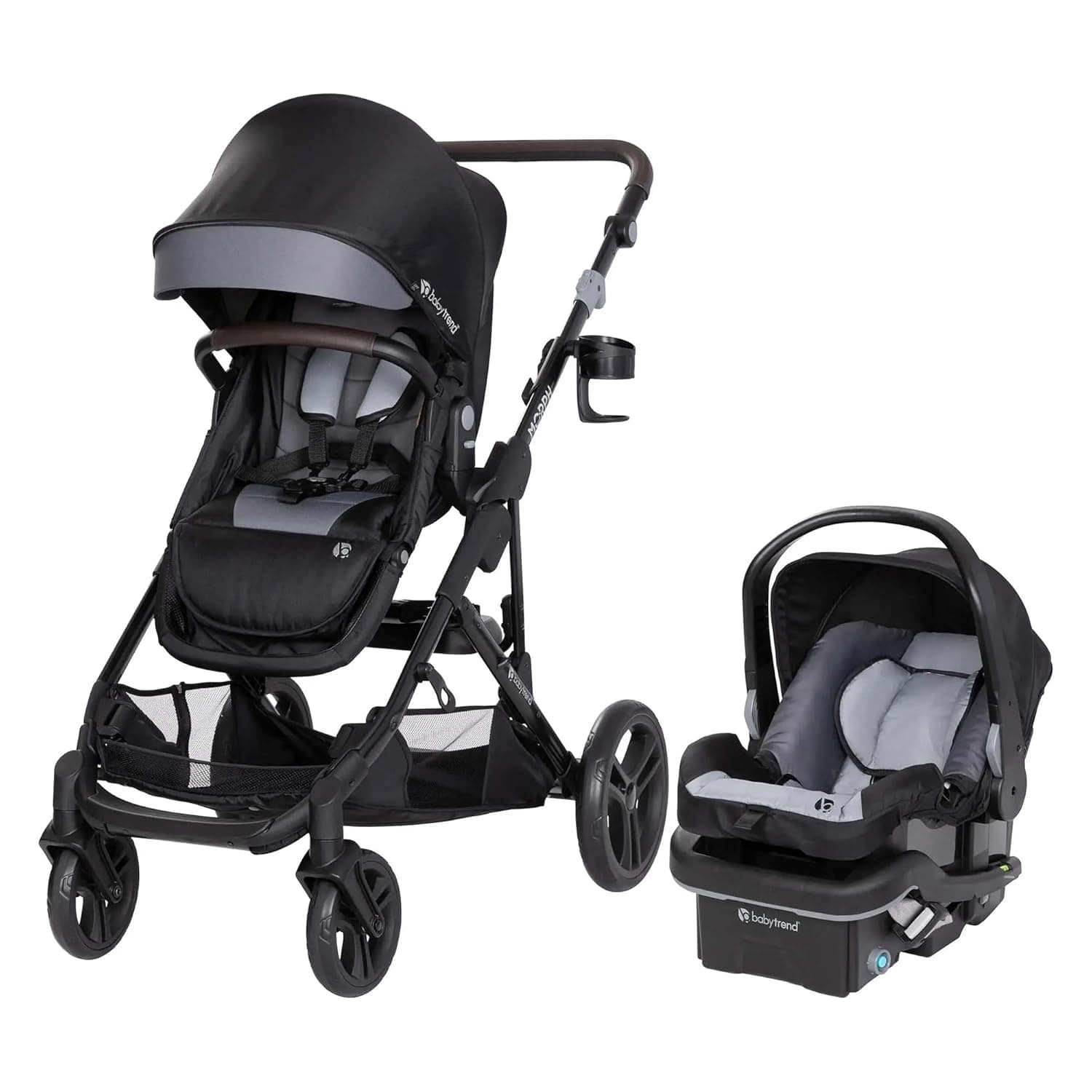 Baby Trend Morph Single to Double Modular Stroller Travel System with EZ-Lift™ Plus Infant Car Seat, Dash Black