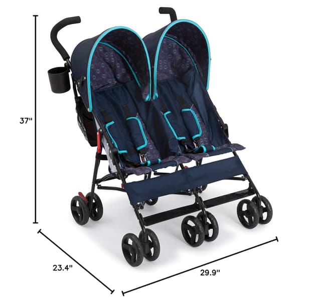 Delta Children LX Side by Side Stroller - with Recline, Storage & Compact Fold, Night Sky preview 9