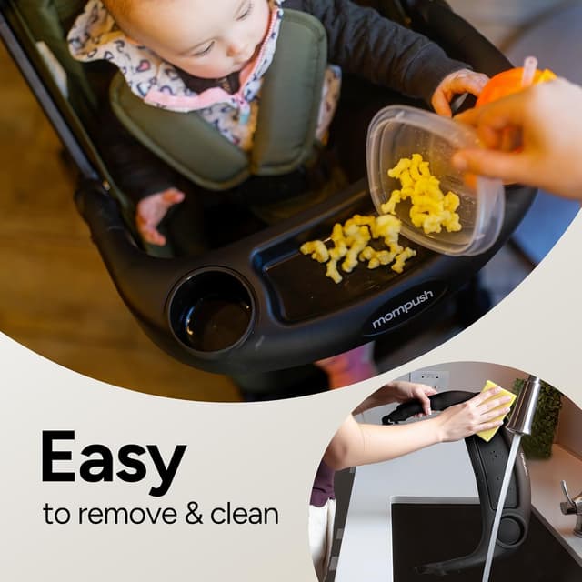 Mompush Lithe V2 Lightweight Travel Stroller, Compact Foldable Baby Stroller with Travel Bag, One-Hand Fold Stroller, Snack Tray, Mechanical Recline Seat, Airplane-Ready, UPF 50+ Canopy & Rain Cover preview 5