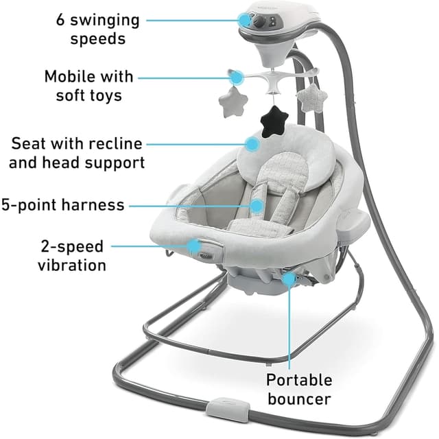 Graco DuetConnect LX Portable Baby Swing and Bouncer, Multi-Direction Baby Bouncer Seat, Multiple Swing Speeds, Redmond preview 2