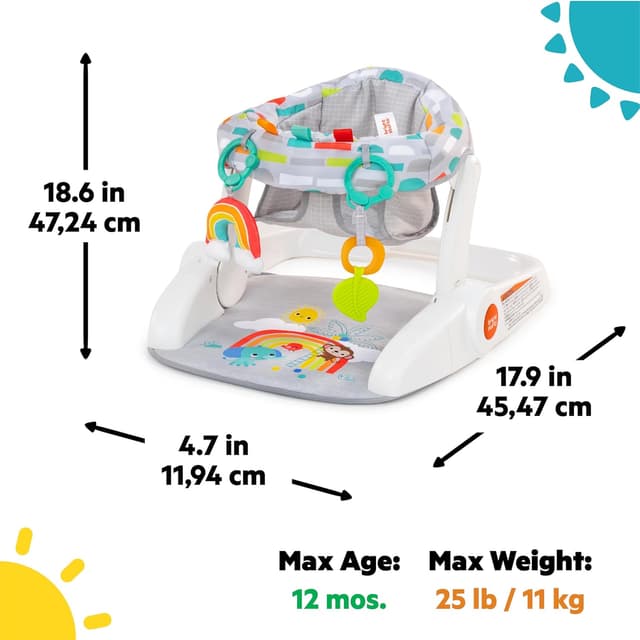 Bright Starts Learn-to-Sit Baby Floor Seat, 2-Positions Grow with Infant, Portable Baby Chair, Includes Sensory Toys, Unisex, 4-12 Months, Playful Paradise preview 3