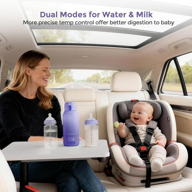 Momcozy Portable Bottle Warmer for Travel – Dual Heating Modes for Breast Milk & Water, Portable Milk Warmer with Fast Heating & Long Battery Life, 17 Ounces Large Capacity, Purple preview 4