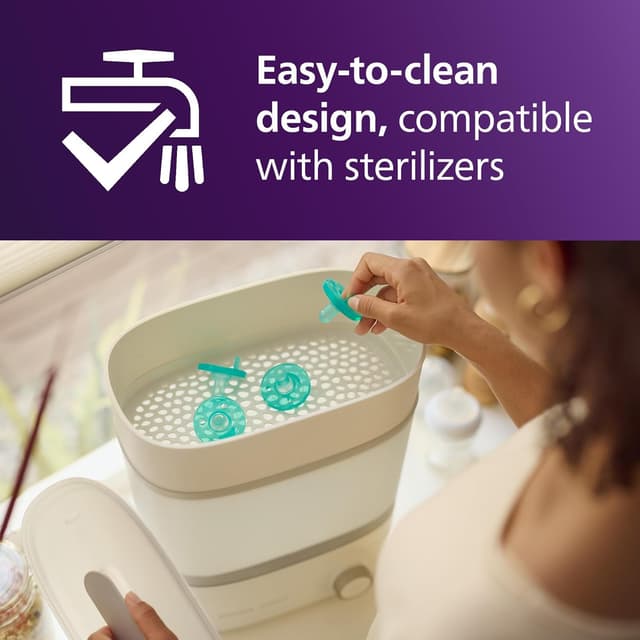 Philips Avent Soothie 0-3 Months Orthodontic Baby Pacifiers, 100% Silicone Pacifiers, One Piece, BPA-Free, Green, 4 Pack, Model SCF190/41 preview 5