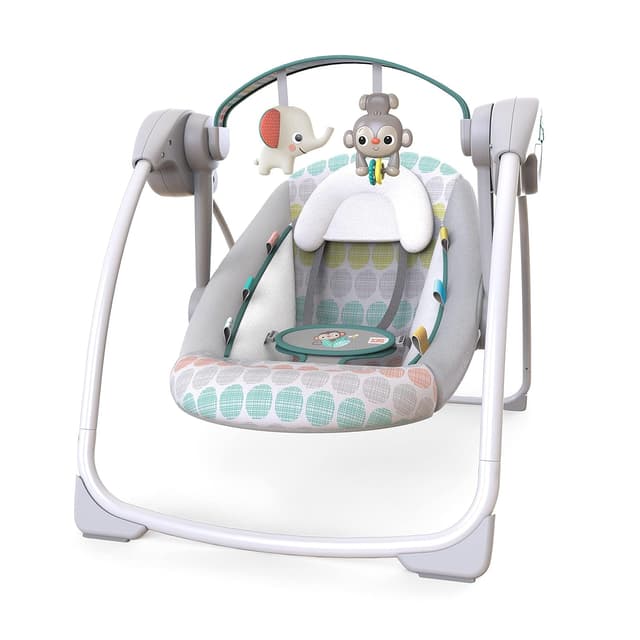 Bright Starts Portable Automatic 6-Speed Baby Swing with Adaptable Speed, Taggies, Music, Removable-Toy-Bar, 0-9 Months 6-20 lbs (Whimsical Wild) preview 1