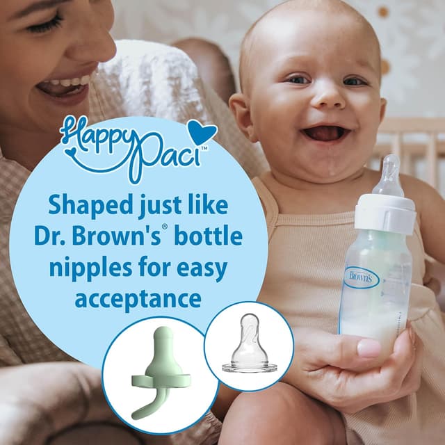 Dr. Brown's HappyPaci 100% Silicone Baby Pacifier, Contoured One-Piece Design, Cool Gray, Green, Ecru, 0-6m, BPA-Free, 3 Pack preview 4