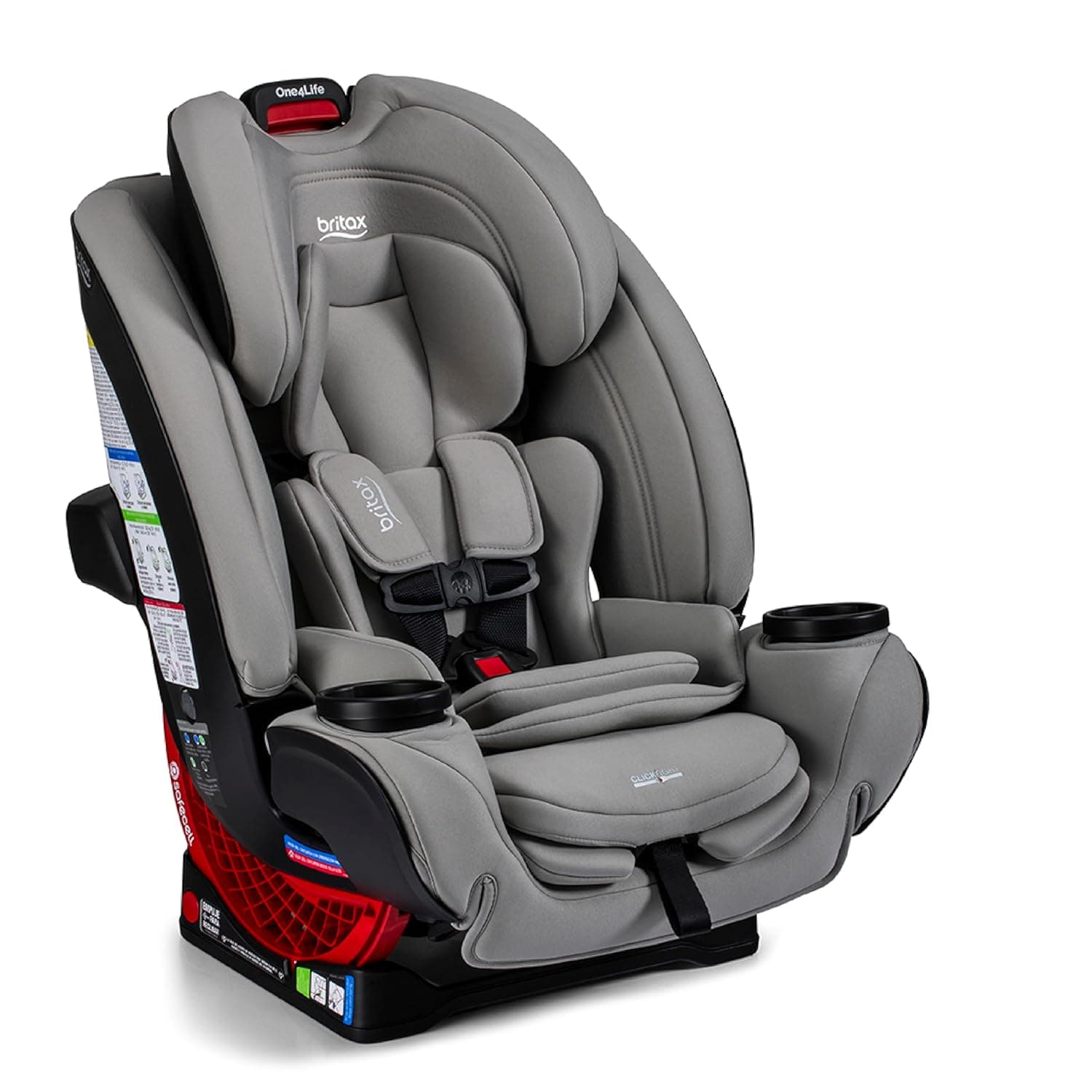 Britax One4Life All in One Convertible Car Seat, 3 in 1 Car Seat & Booster Seat with Easy ClickTight Installation, Extended Rear Facing Capacity, and Breathable SafeWash Fabrics — Mineral Gray