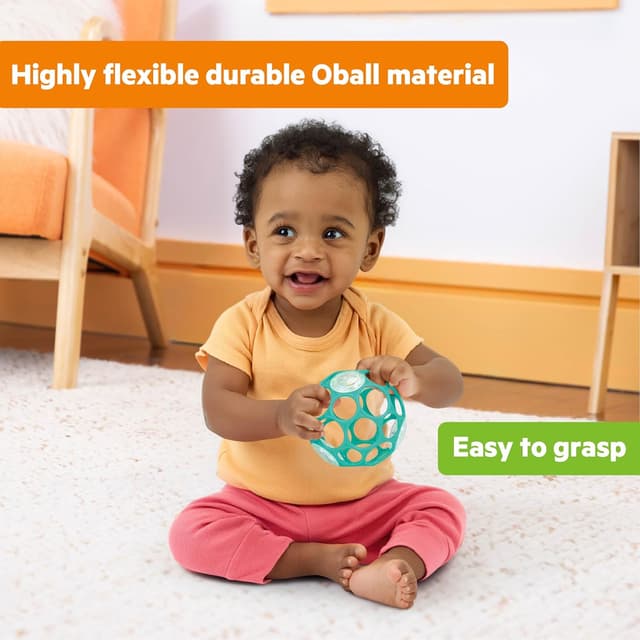 Bright Starts Oball Easy-Grasp Rattle BPA-Free Infant Toy in Teal, Age Newborn and up, 4 Inches preview 5