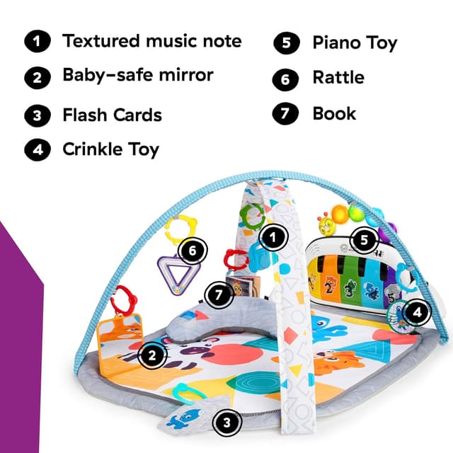 Baby Einstein 4-in-1 Kickin' Tunes Music and Language Play Gym and Piano Tummy Time Activity Mat preview 5
