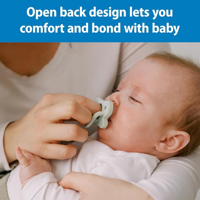 Dr. Brown's HappyPaci 100% Silicone Baby Pacifier, Contoured One-Piece Design, Cool Gray, Green, Ecru, 0-6m, BPA-Free, 3 Pack preview 3