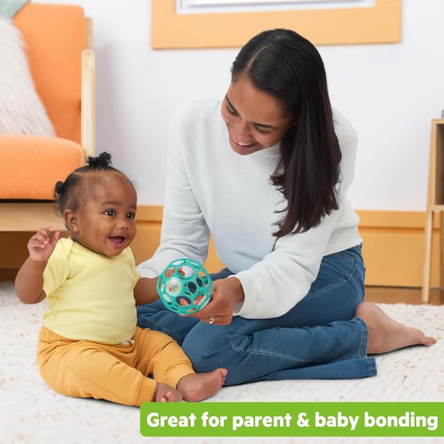 Bright Starts Oball Easy-Grasp Rattle BPA-Free Infant Toy in Teal, Age Newborn and up, 4 Inches preview 6