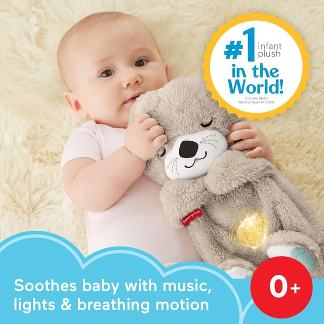 Fisher-Price Baby Toy Soothe 'n Snuggle Otter Portable Plush Sound Machine with Music Lights & Breathing Motion for Newborns 0+ Months preview 2