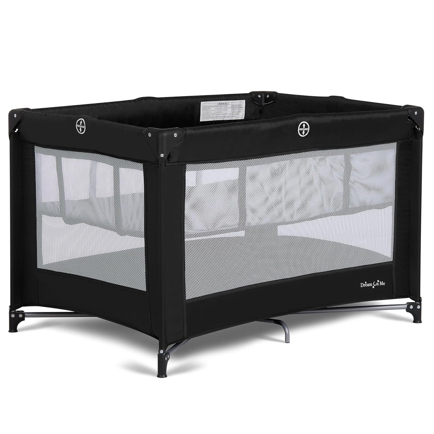 Dream On Me Zazzy Portable Playard with Bassinet in Black, Lightweight Packable and Easy Setup Baby Playard with Mattress and Travel Bag