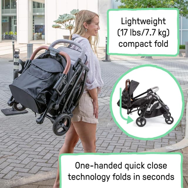 Ingenuity Ingenuity 3Dquickclose CS+ Compact Fold Stroller – Lightweight Stroller with Oversized Canopy, Extra-Large Storage and Compact Fold, Gray preview 3