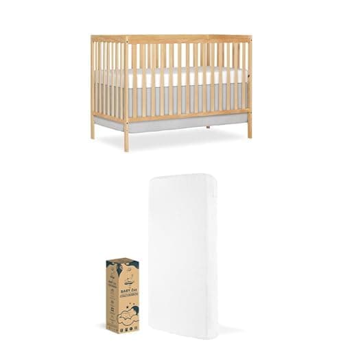 Bundle of Dream On Me Synergy 5-in-1 Convertible Crib & Baby Fairy Dust 5” Full Size Crib Mattress | Greenguard Gold Certified, Adjustable Height, Washable Cover, Firm Support for Infants & Toddlers