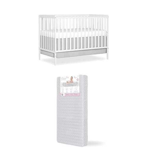 Bundle of Dream On Me Synergy 5-in-1 Convertible Crib & Honeycomb Orthopedic Full Size Crib Mattress, Greenguard Gold Certified, Adjustable Height, Firm Fiber Support, Waterproof Cover